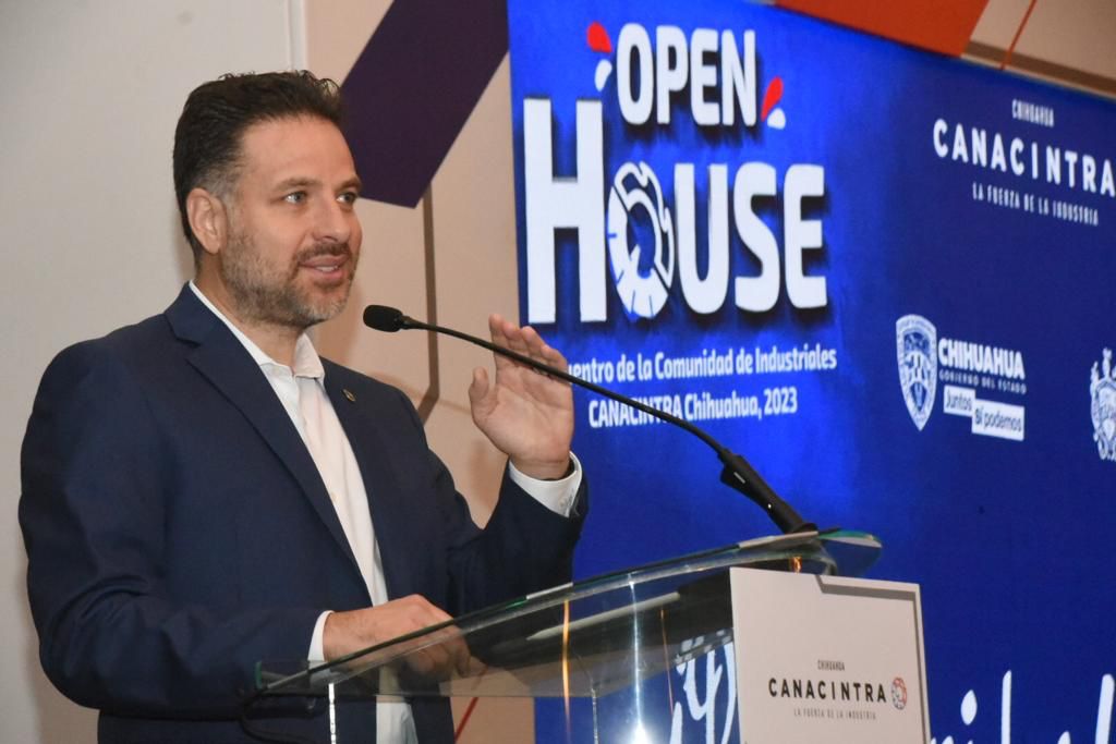 Armando Gutiérrez Cuevas, presidente de Canacintra Chihuahua, durante el Open House 2023