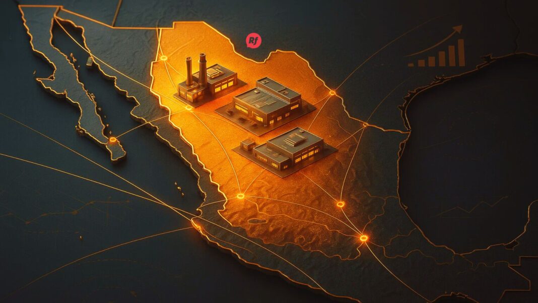 Vista panorámica de zona industrial en Chihuahua con fábricas y parques logísticos, símbolo del crecimiento económico y oportunidades de inversión.