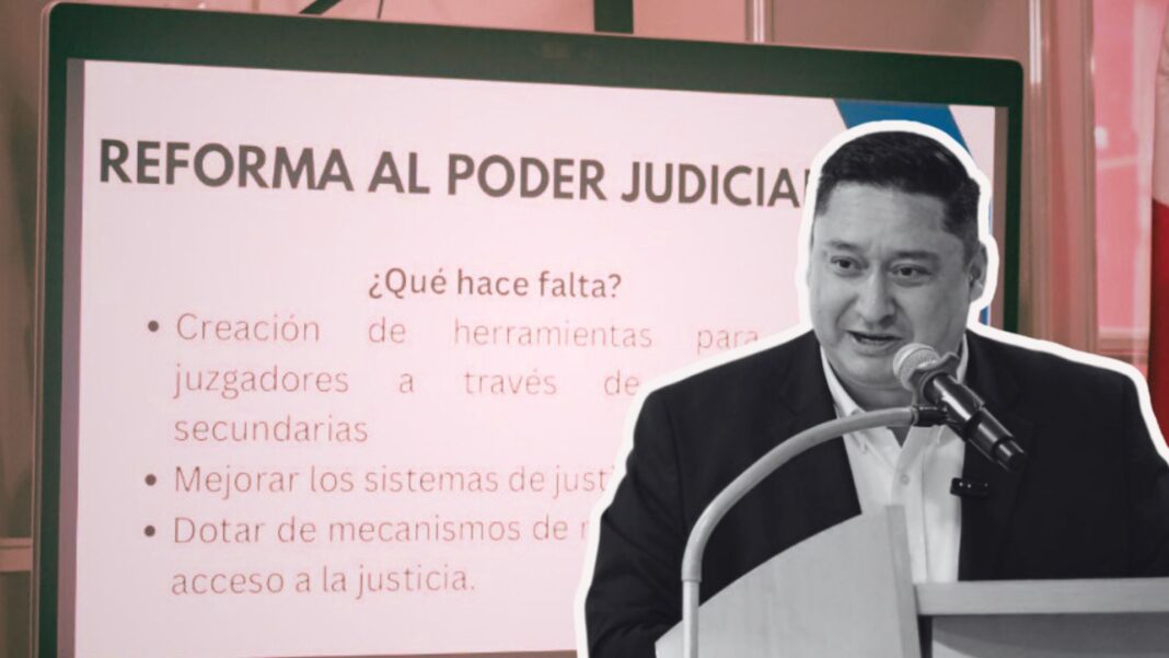 Alfredo Chávez durante su conferencia ante la Barra Mexicana de Abogados, abordando los retos legislativos y la defensa de la democracia en Chihuahua.