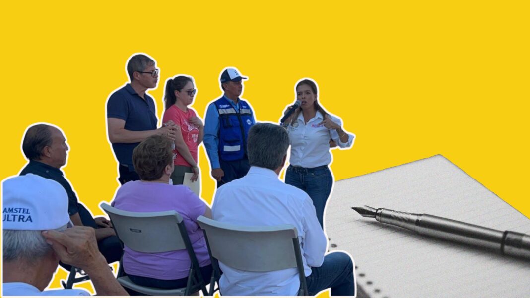 Xóchitl Contreras se reunió con vecinos del Fraccionamiento Gardeno en Juárez y con la JMAS para dialogar sobre soluciones a la problemática del agua.