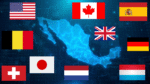 Mapa de México con los 10 principales países que invierten en el país en 2024.