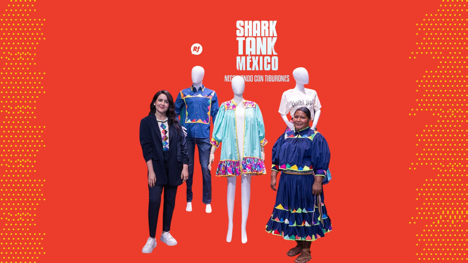 Sinibí Jípe hace historia en Shark Tank México con mujeres rarámuri Fundadoras de Sinibí Jípe junto a mujeres rarámuri de la Sierra Tarahumara durante grabación de Shark Tank México, mostrando prendas artesanales hechas en Chihuahua.