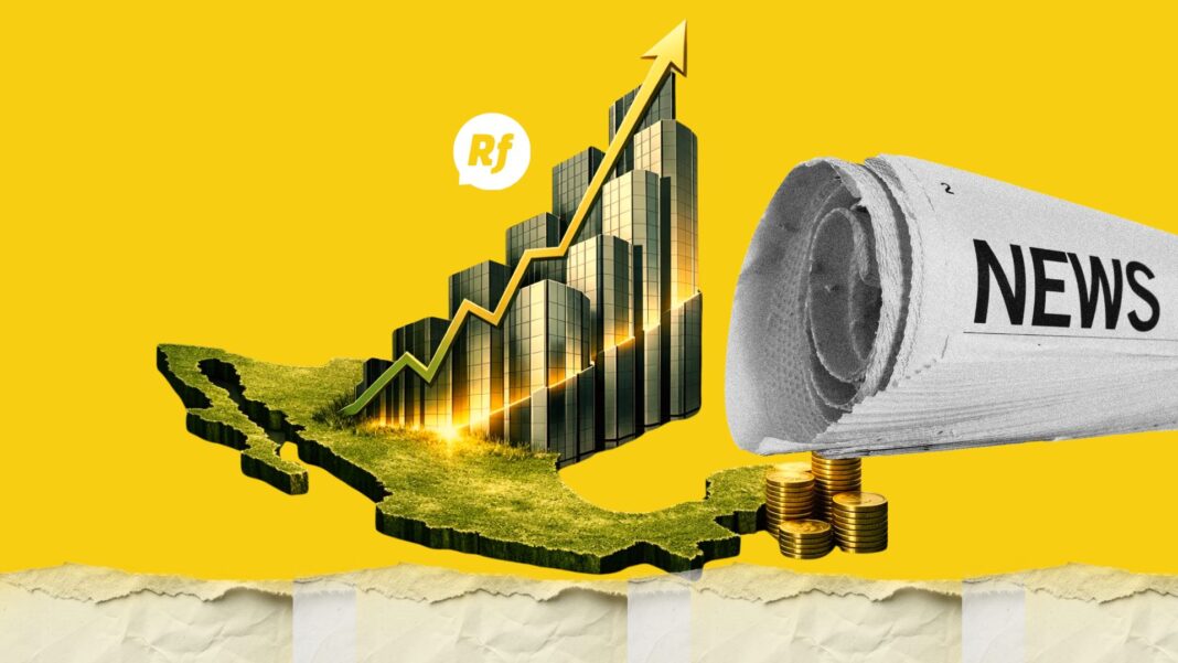 Gráfica ascendente del Índice de Precios y Cotizaciones que refleja el fuerte desempeño de la Bolsa Mexicana de Valores en 2025, impulsado por emisoras líderes y confianza local.