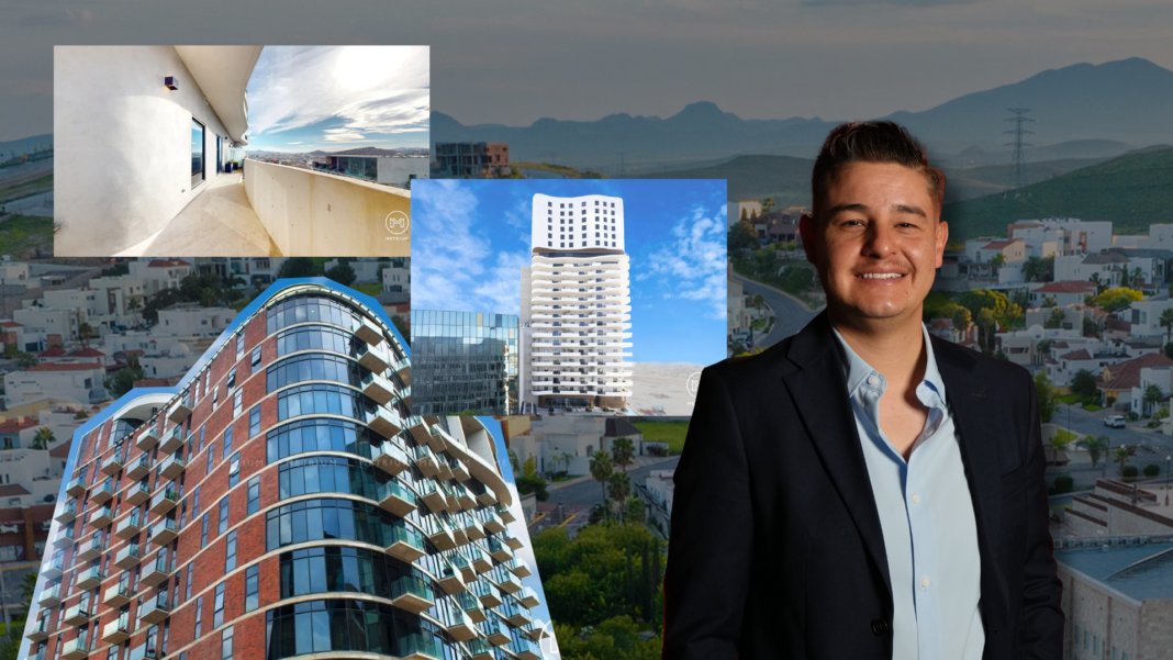 David Quezada, fundador de Metrium Living, durante una entrevista sobre emprendimiento inmobiliario, innovación y desarrollo residencial premium en Chihuahua.
