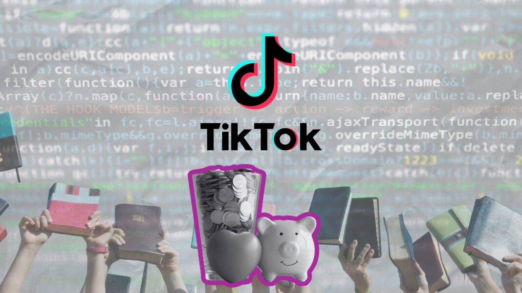 Joven usando TikTok en su celular mientras consume contenido sobre finanzas personales y educación financiera digital
