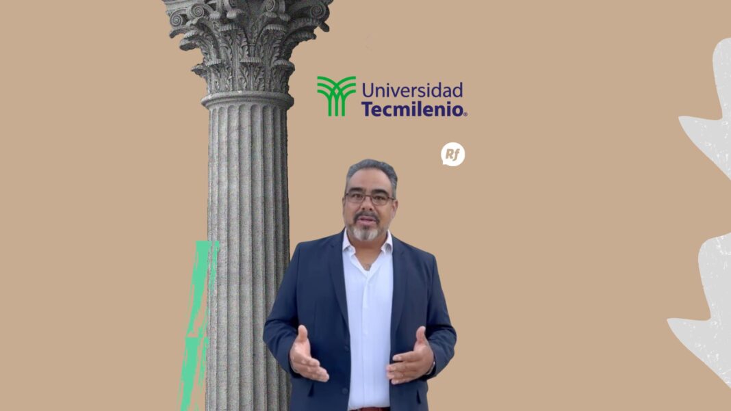 Homero Gutiérrez durante el Informe Anual 2025 de Tecmilenio hablando sobre inteligencia artificial, educación y desarrollo humano.