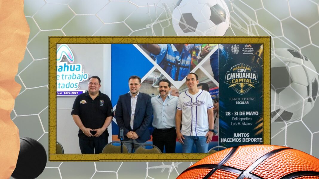 Presentación oficial de la Copa Chihuahua Capital 2026 con autoridades deportivas y organizadores del torneo escolar en Chihuahua.