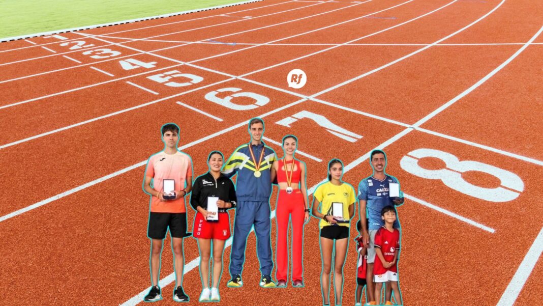 Atletas chihuahuenses Alegna González y Erick Portillo celebran sus medallas de oro obtenidas en competencias internacionales de atletismo en Europa.