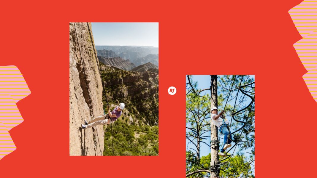 La experiencia más espectacular de Chihuahua tiene descuento Vista aérea del Parque Barrancas en Barrancas del Cobre, Chihuahua, con instalaciones turísticas, teleférico y promoción de descuento del 20% en actividades.