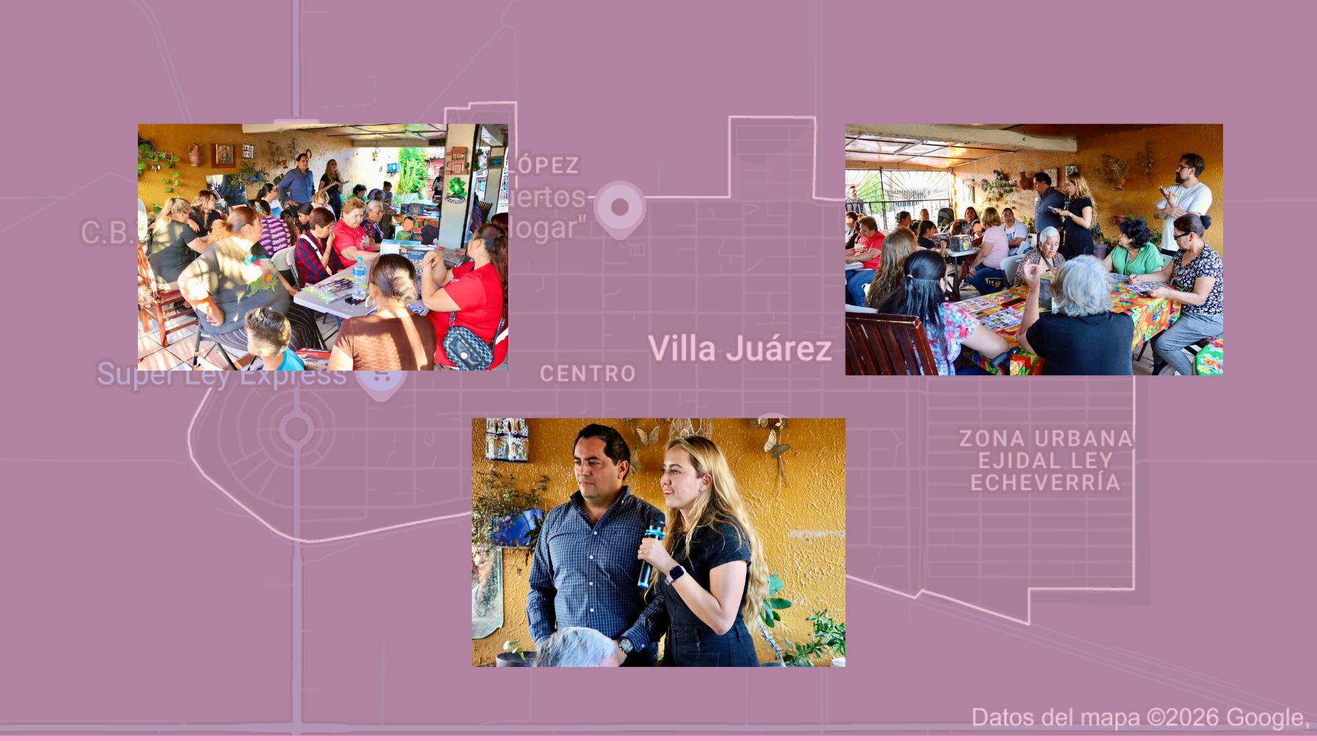 Carla Rivas y Alan Falomir dialogan con familias de Villa Juárez La diputada Carla Rivas y el director ejecutivo de la JMAS Chihuahua, Alan Falomir, conversan con vecinos de la colonia Villa Juárez para escuchar sus necesidades y plantear soluciones en servicios públicos e infraestructura hidráulica.