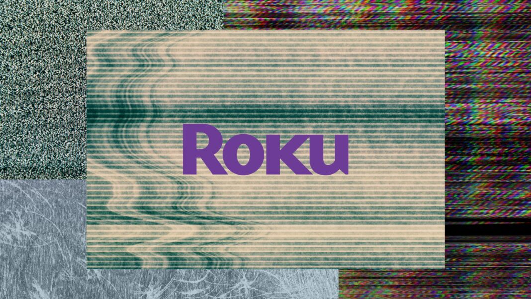 Interfaz de Roku mostrando aplicaciones de streaming como Netflix, YouTube y Amazon Prime Video en una pantalla inteligente.