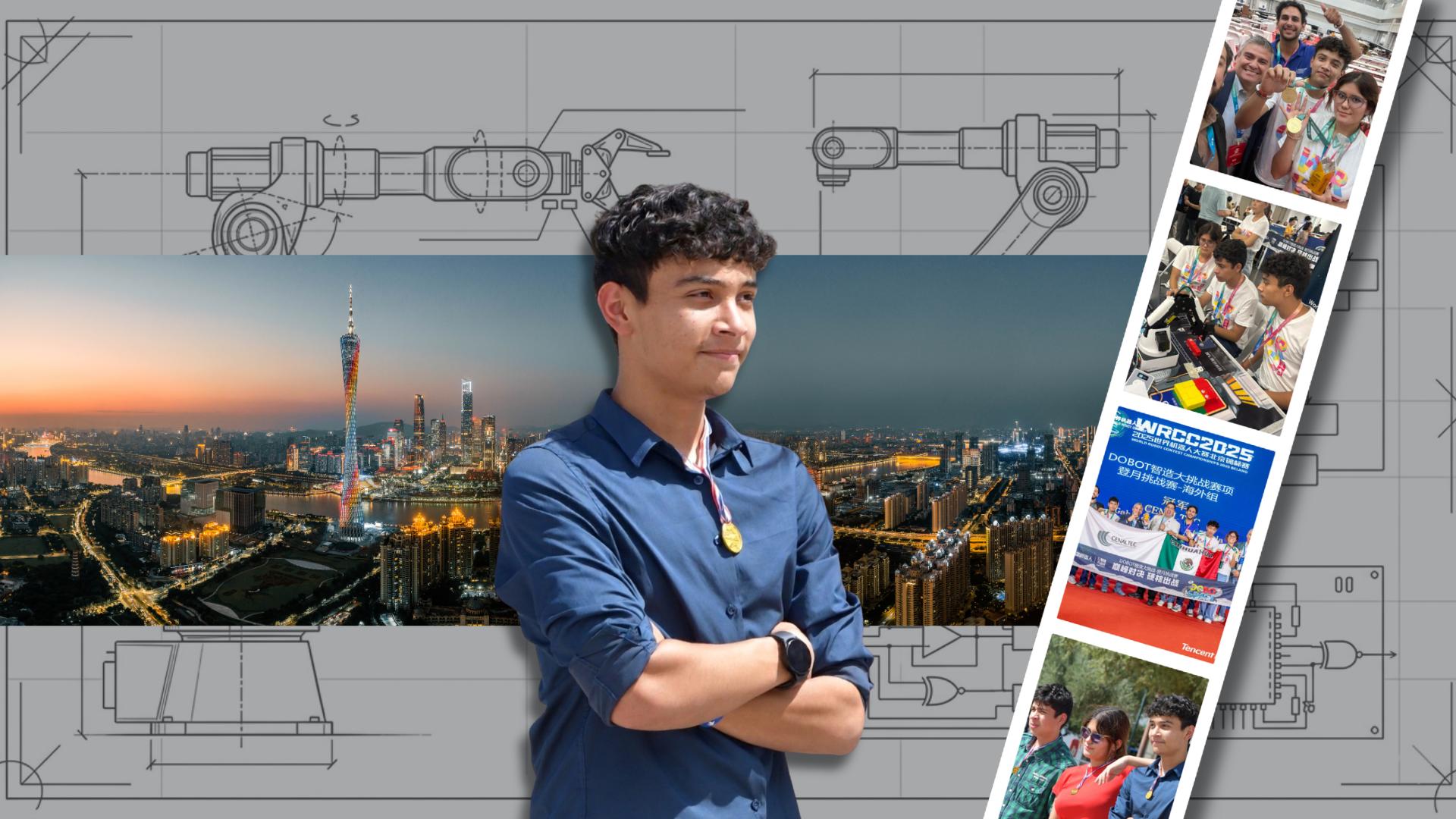 De estudiante de electrónica a campeón mundial de robótica Gabriel Enrique Ojeda Carrillo, integrante del equipo mexicano campeón mundial de robótica, trabajando en la programación de un robot durante una competencia internacional.