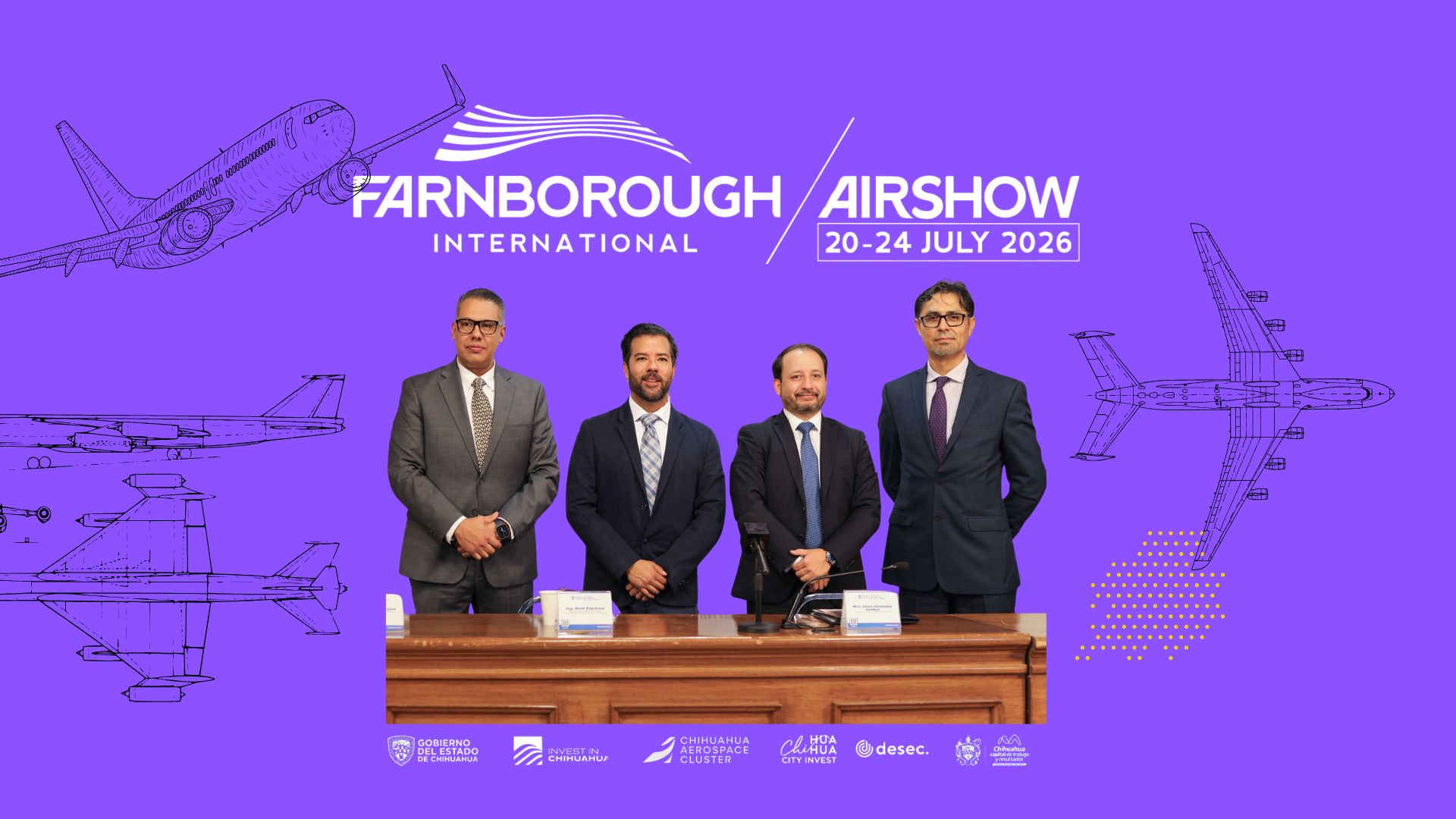 Chihuahua fortalece su liderazgo aeroespacial en Reino Unido Delegación de Chihuahua participa en el Farnborough International Airshow 2026 para promover la industria aeroespacial y atraer nuevas inversiones al estado.