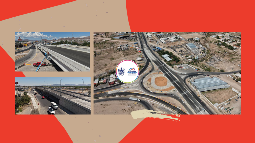 Puente en Chihuahua-Aldama supera 90% y abrirá muy pronto El alcalde Marco Bonilla supervisa los avances del puente vehicular en la carretera Chihuahua-Aldama y avenida Fuerza Aérea, obra que registra más del 90% de construcción.
