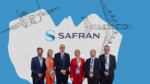 Gobernadora Maru Campos durante la reunión con directivos de ALA Corporation en la Feria Aeroespacial Farnborough 2026 para anunciar su llegada a Chihuahua.