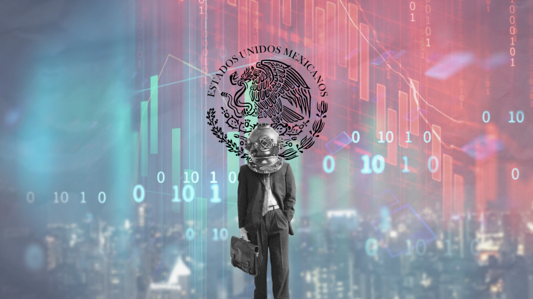 Gráfica económica que representa el bajo crecimiento de México y sus efectos en la inversión, el empleo y la competitividad, con Chihuahua como caso de análisis.