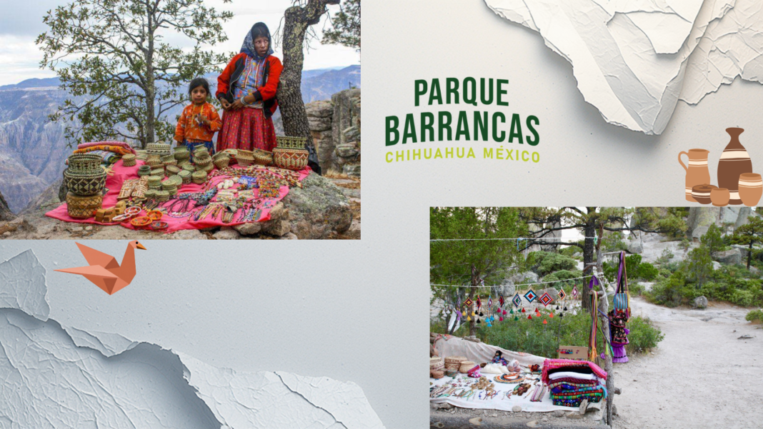 Donde el turismo también se convierte en oportunidad para los rarámuris Artesanías rarámuri en venta en Parque Barrancas Chihuahua.