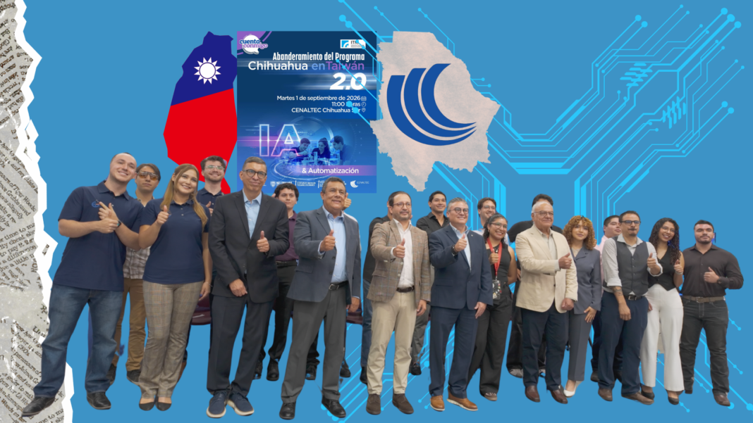 15 estudiantes de ingeniería durante el segundo abanderamiento del programa Chihuahua en Taiwán