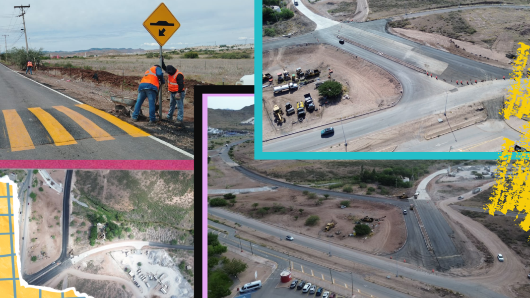 Prolongación de la avenida Teófilo Borunda y acceso a Labor de Terrazas en Chihuahua, donde la obra vial registra 93 por ciento de avance.