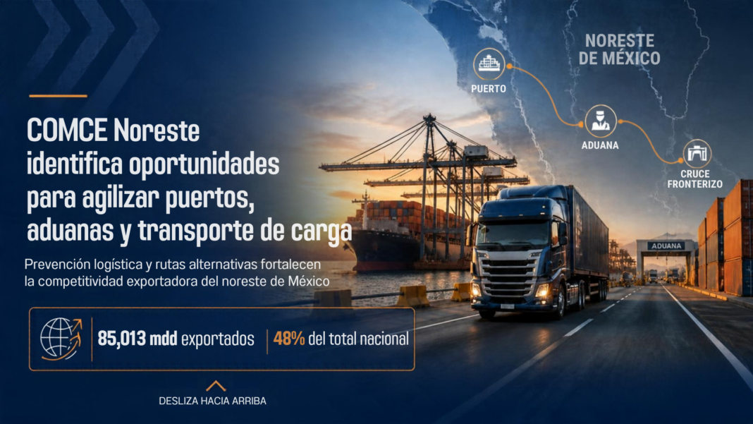 Impulsa COMCE Noreste una logística más eficiente y competitiva COMCE Noreste impulsa estrategias preventivas y rutas logísticas alternativas para fortalecer las exportaciones y la competitividad industrial de Chihuahua