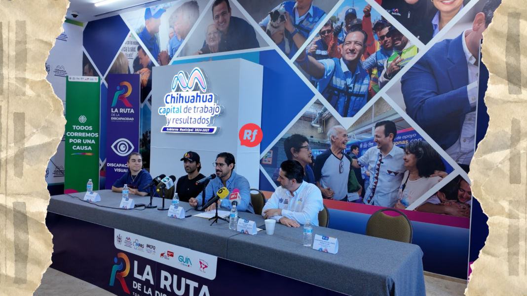 Rueda de prensa sobre la tercera edición de la carrera por la inclusión de personas con discapacidad visual en Chihuahua.